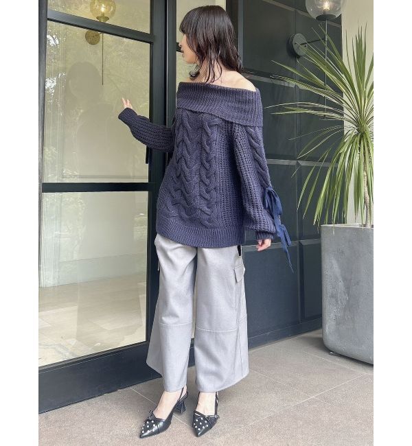 dazzlin「オフショルボリュームケーブルトップス」|ニット・セーター|