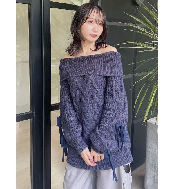 dazzlin「オフショルボリュームケーブルトップス」|ニット・セーター|