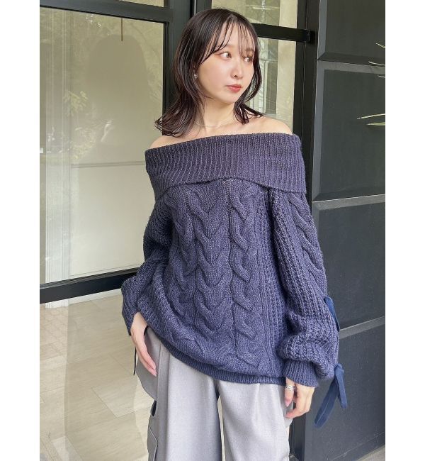 dazzlin「オフショルボリュームケーブルトップス」|ニット・セーター|