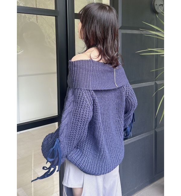 dazzlin「オフショルボリュームケーブルトップス」|ニット・セーター|