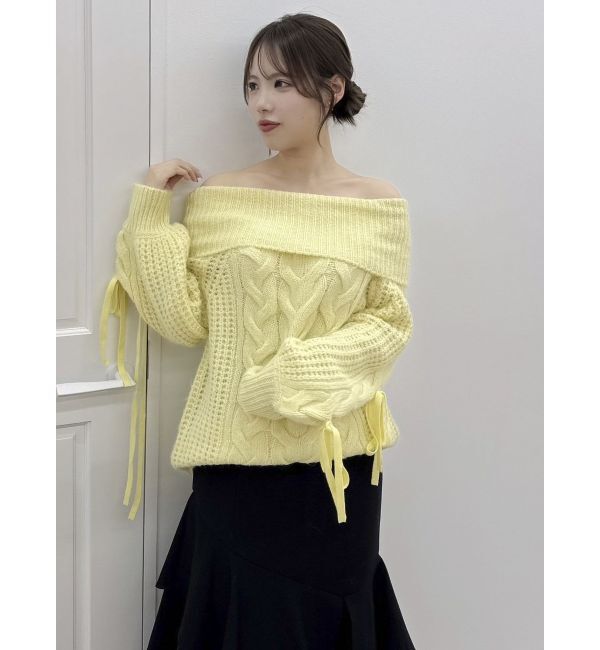 dazzlin「オフショルボリュームケーブルトップス」|ニット・セーター|