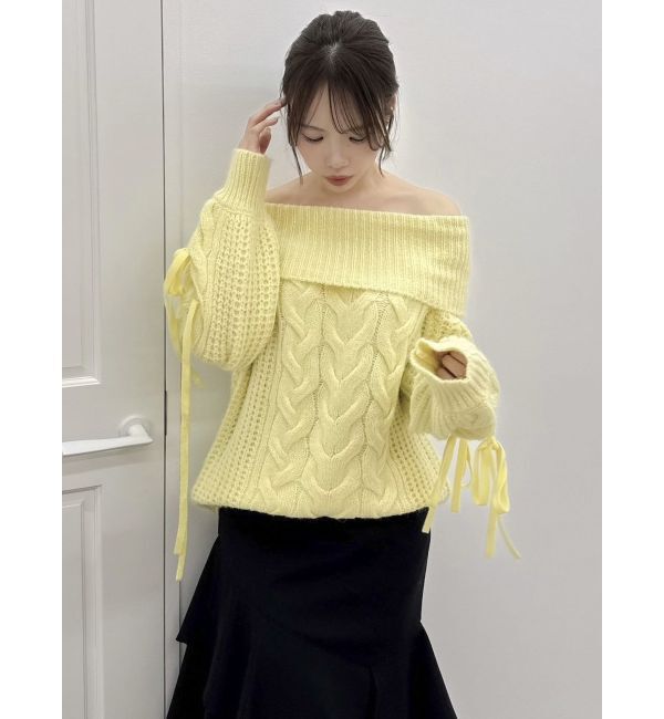 dazzlin「オフショルボリュームケーブルトップス」|ニット・セーター|