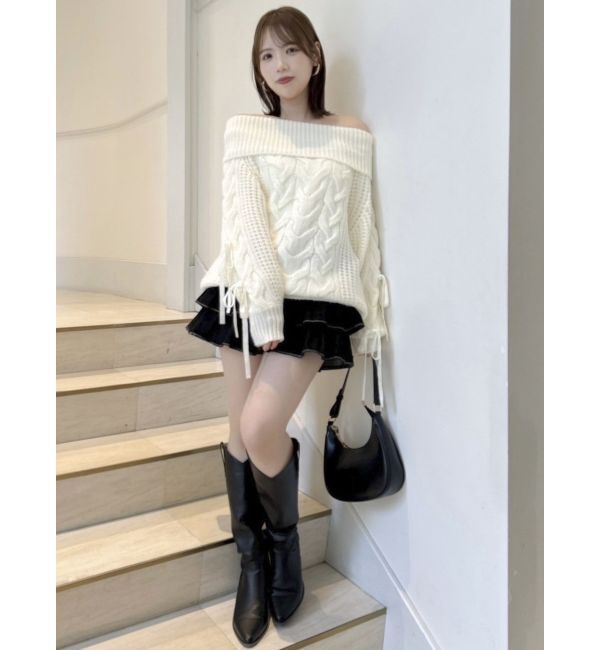 dazzlin「オフショルボリュームケーブルトップス」|ニット・セーター|