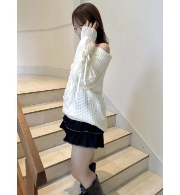 dazzlin「オフショルボリュームケーブルトップス」|ニット・セーター|