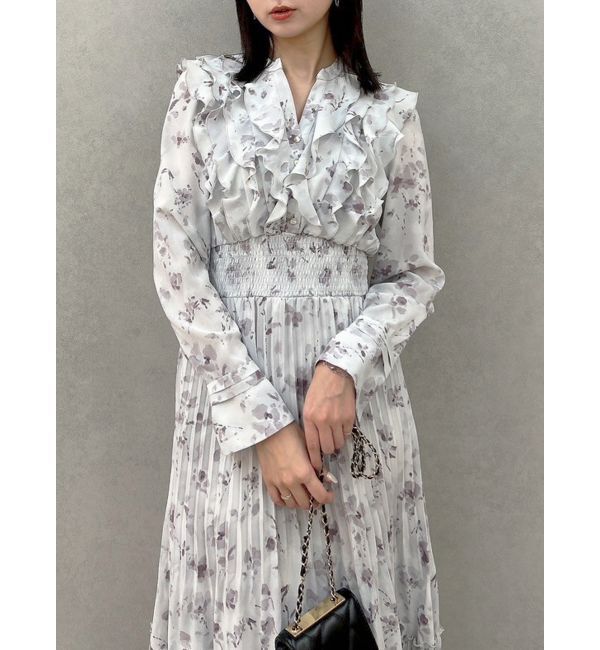 dazzlin「フラワープリーツワンピース」|ワンピース|グレー