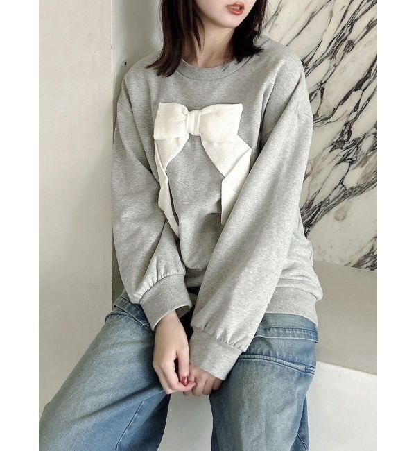 dazzlin「リボンディティールカットプルオーバー」|Tシャツ・カットソー|グレー