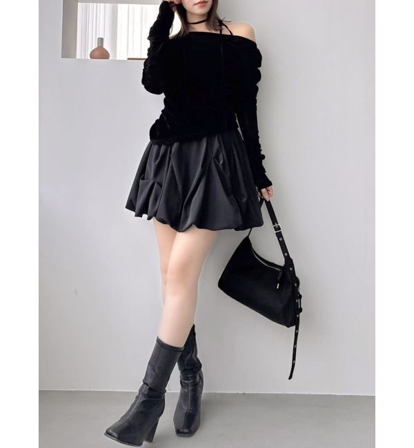 dazzlin「アシメギャザーシアーベロアカットソー」|Tシャツ・カットソー|