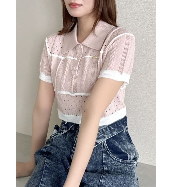 dazzlin「ハピネスカラーポロニット」|ニット・セーター|ピンク