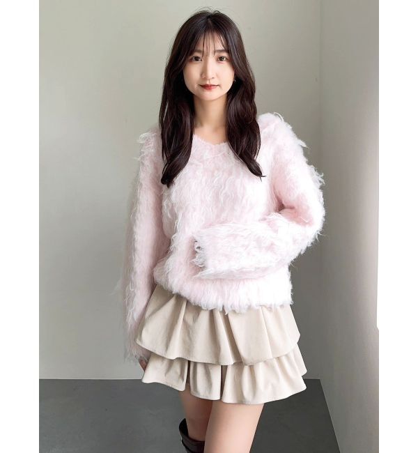 dazzlin「リップルカールVネックニット」|ニット・セーター|