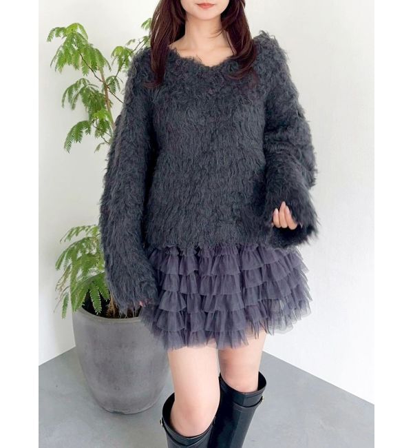 dazzlin「リップルカールVネックニット」|ニット・セーター|