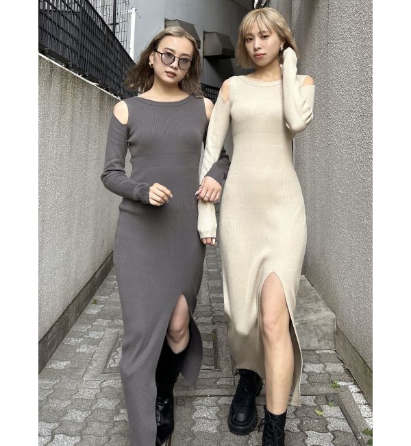 EMODA「カーブスリットマキシニットワンピース」|ワンピース|