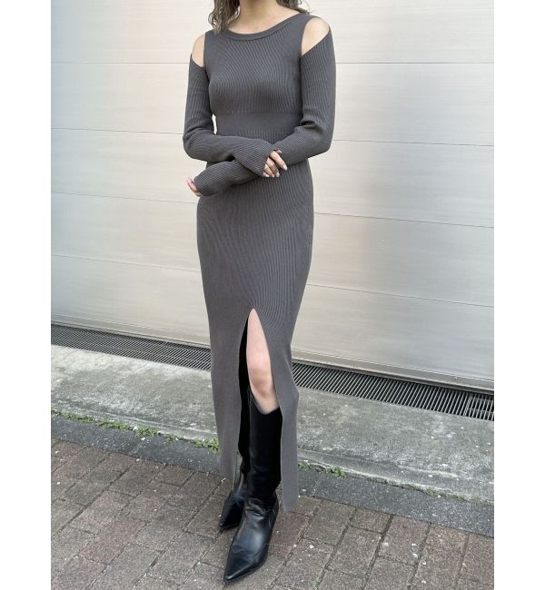 EMODA「カーブスリットマキシニットワンピース」|ワンピース|