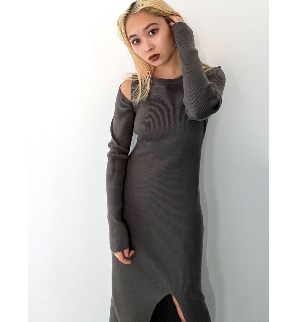 EMODA「カーブスリットマキシニットワンピース」|ワンピース|