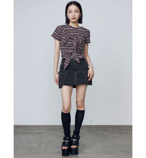 EMODA「ダブルリボンコンパクトTシャツ」|Tシャツ・カットソー|