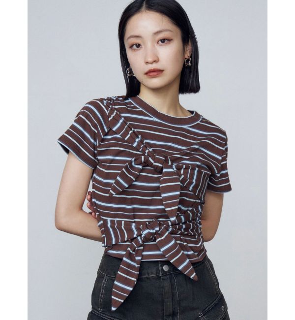 EMODA「ダブルリボンコンパクトTシャツ」|Tシャツ・カットソー|ブラウン