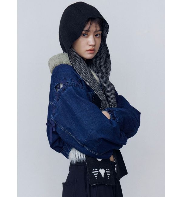 EMODA「ボアカラーデニムブルゾン」|ブルゾン・スタジャン|