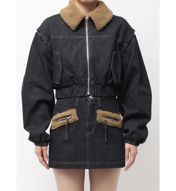 EMODA「ボアカラーデニムブルゾン」|ブルゾン・スタジャン|