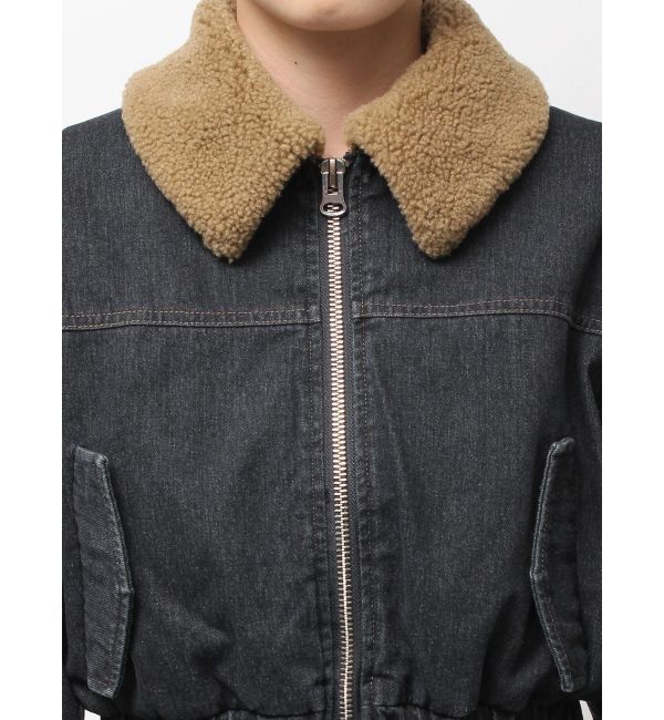 EMODA「ボアカラーデニムブルゾン」|ブルゾン・スタジャン|