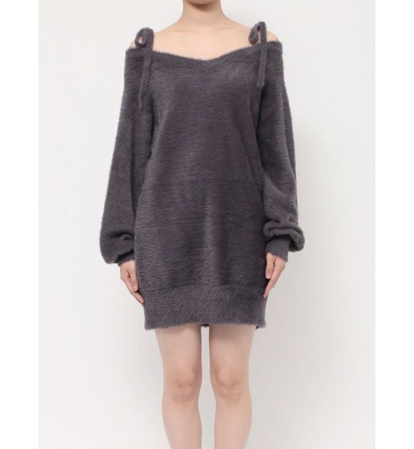 MERCURYDUO「ミニシャギーストラップミニニットワンピース」|ワンピース|