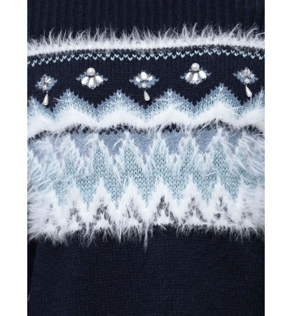 MERCURYDUO「ノルディック柄オフショルニットワンピース」|ワンピース|