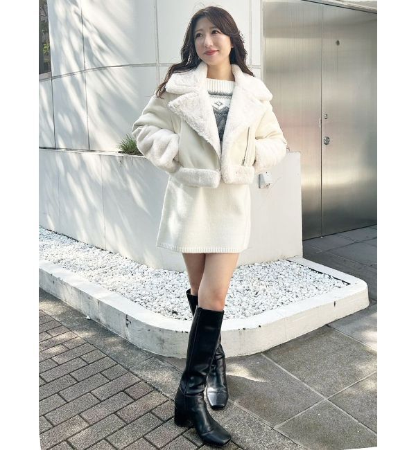 MERCURYDUO「ノルディック柄オフショルニットワンピース」|ワンピース|