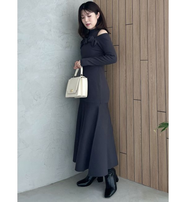 MERCURYDUO「ローズモチーフニットマーメイドワンピース」|ワンピース|