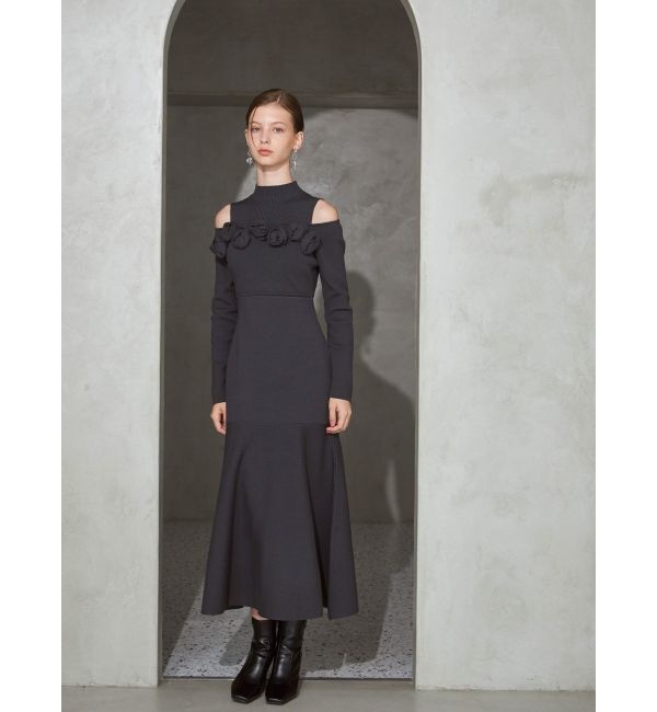 MERCURYDUO「ローズモチーフニットマーメイドワンピース」|ワンピース|