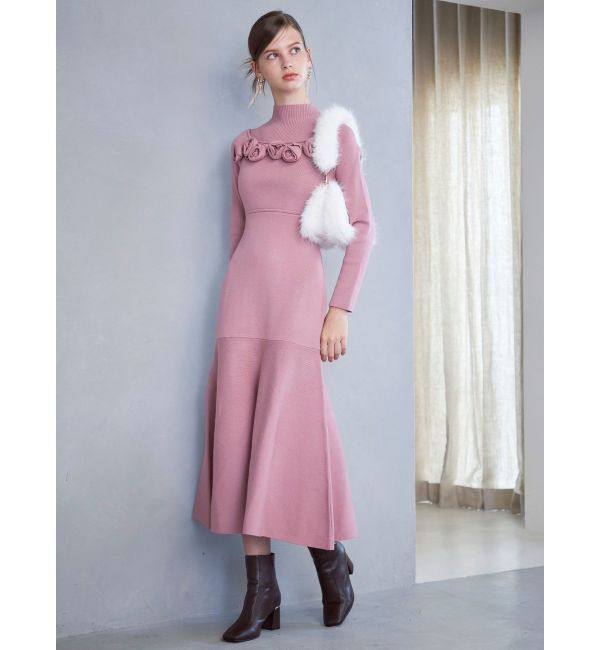 MERCURYDUO「ローズモチーフニットマーメイドワンピース」|ワンピース|