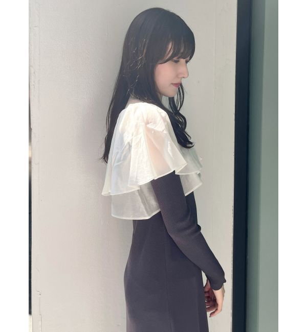 MERCURYDUO「ケープ付アームウォーマーニットワンピース」|ワンピース|