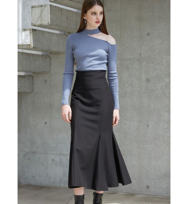 MERCURYDUO「ショルダーパールチェーンロングスリーブニット」|ニット・セーター|