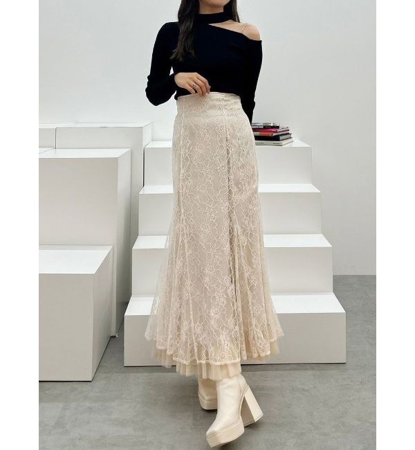 MERCURYDUO「ショルダーパールチェーンロングスリーブニット」|ニット・セーター|