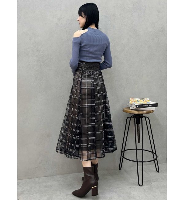 MERCURYDUO「ショルダーパールチェーンロングスリーブニット」|ニット・セーター|