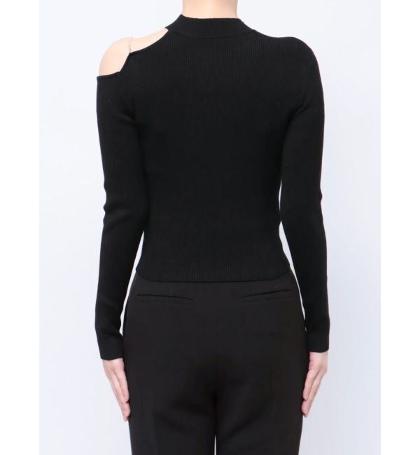 MERCURYDUO「ショルダーパールチェーンロングスリーブニット」|ニット・セーター|