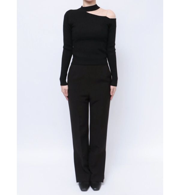 MERCURYDUO「ショルダーパールチェーンロングスリーブニット」|ニット・セーター|