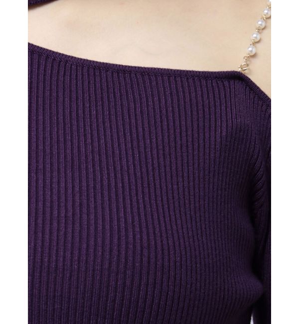 MERCURYDUO「ショルダーパールチェーンロングスリーブニット」|ニット・セーター|