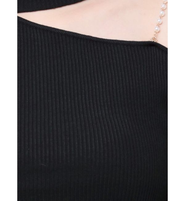 MERCURYDUO「ショルダーパールチェーンロングスリーブニット」|ニット・セーター|