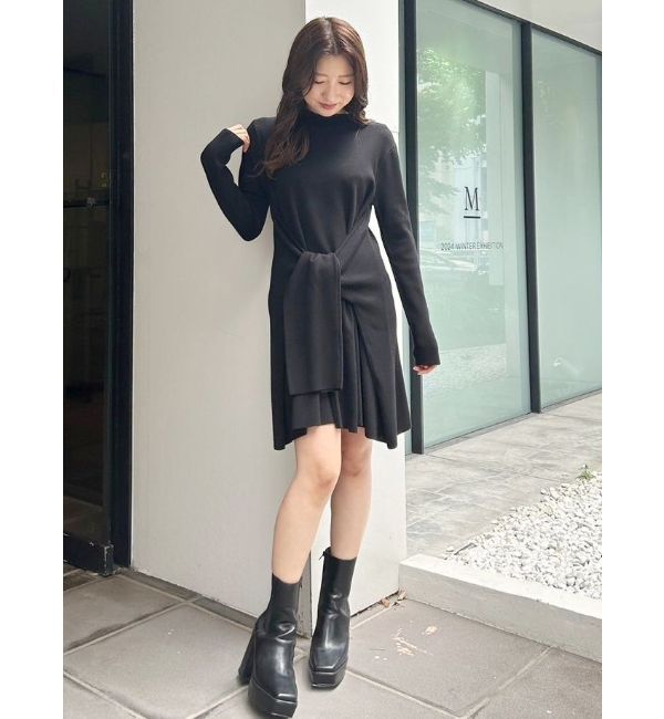 MERCURYDUO「フロントタイミニニットワンピース」|ワンピース|