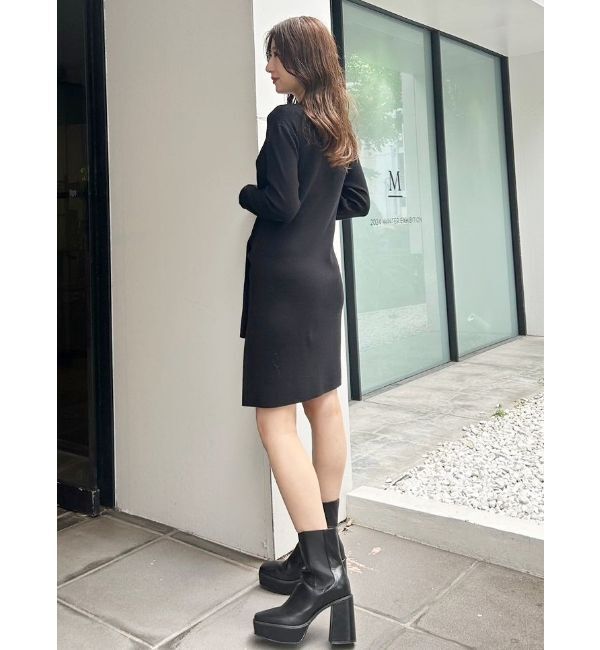 MERCURYDUO「フロントタイミニニットワンピース」|ワンピース|