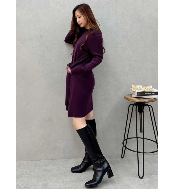 MERCURYDUO「フロントタイミニニットワンピース」|ワンピース|