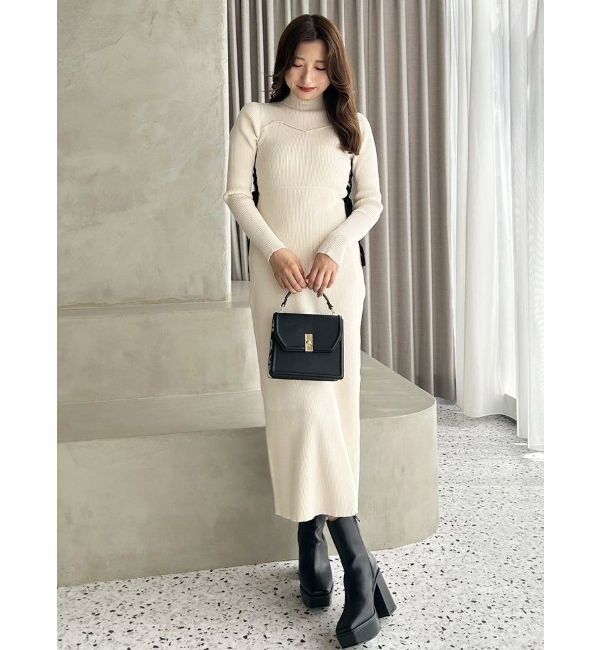 MERCURYDUO「サイドレースアップニットワンピース」|ワンピース|