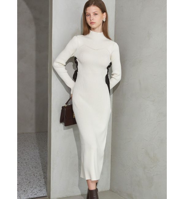 MERCURYDUO「サイドレースアップニットワンピース」|ワンピース|