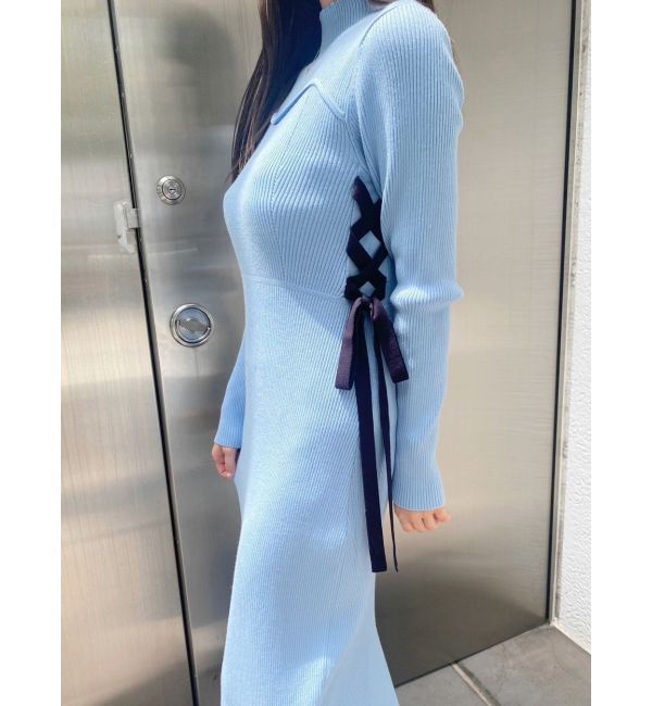 MERCURYDUO「サイドレースアップニットワンピース」|ワンピース|