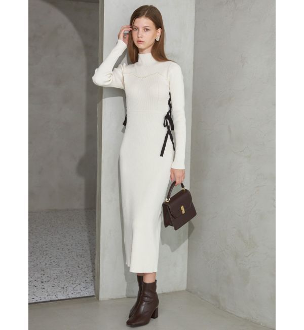 MERCURYDUO「サイドレースアップニットワンピース」|ワンピース|