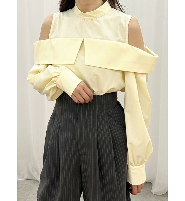 MERCURYDUO「オフショルダーボリュームスリーブブラウス」|シャツ・ブラウス|イエロー