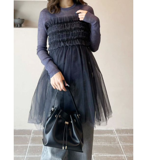 MERCURYDUO「【OUNNOUN】シアーウールリブニットトップス」|ニット・セーター|