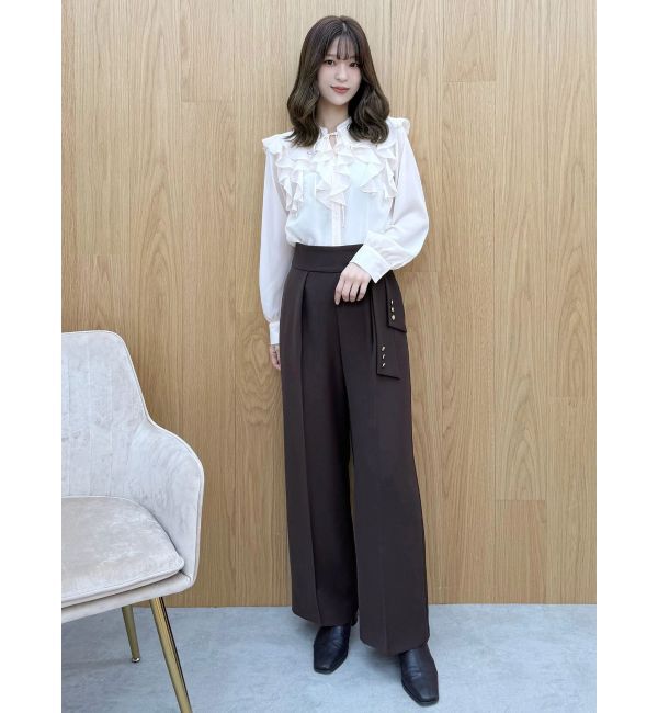 MERCURYDUO「シフォンロングスリーブラッフルブラウス」|シャツ・ブラウス|