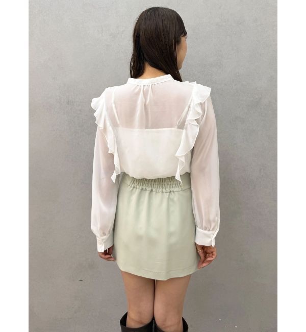 MERCURYDUO「シフォンロングスリーブラッフルブラウス」|シャツ・ブラウス|