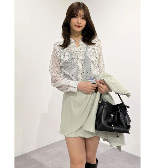 MERCURYDUO「シフォンロングスリーブラッフルブラウス」|シャツ・ブラウス|