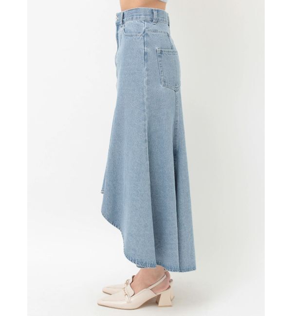 MERCURYDUO「デニムイレギュラーヘムフレアスカート」|スカート|