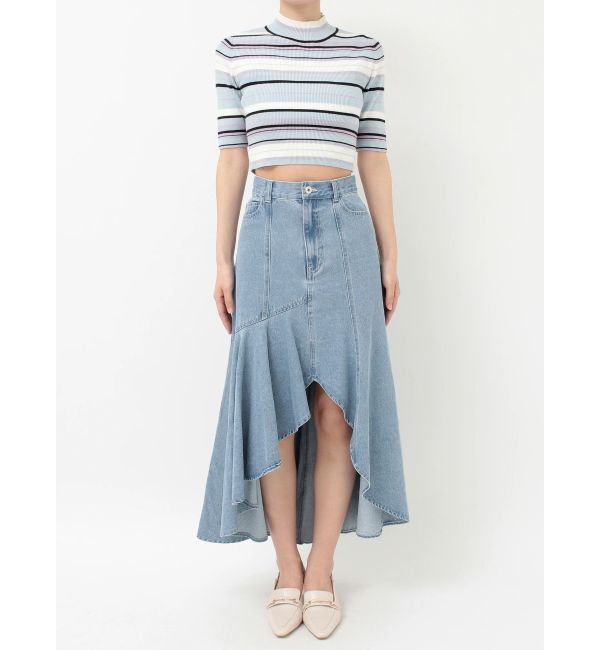 MERCURYDUO「デニムイレギュラーヘムフレアスカート」|スカート|